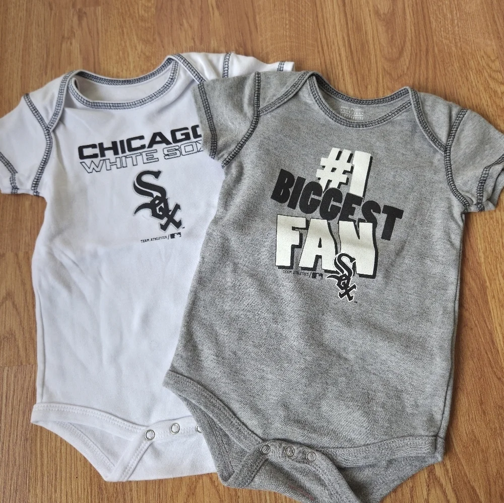 MLB Chicago White Sox Baby Bodysuits 18M NEW 2PC Baseball 100% Cotton